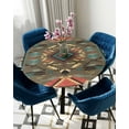 thumbnail image 5 of nqOlkjepod Vintage Southwest Round Tablecloth, Fitted Table Cover with Elastic for 36"-44" Round Tables, Ethnic Modern Geometric Table Cloth Outdoor Indoor Dinning Party Waterproof Tablecloths, 5 of 6