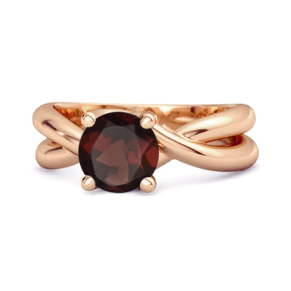 0.25 Ctw Round Cut Garnet 925 Sterling Silver Rose Plated Embrace Women Valentines Day Gifts Ring