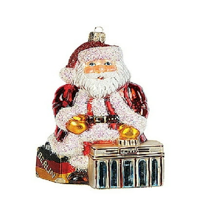 Santa in Berlin Germany Polish Mouth Blown Glass Christmas Ornament Decoration
