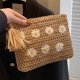 thumbnail image 1 of Bolso de mano para mujer, bolsos de paja, bolso de mano de verano, bolso de mano grande con margaritas tejidas (caqui) Likrtyny Para Estrenar, 1 of 3