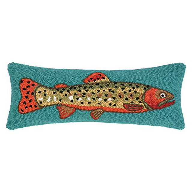 Peking Handicraft Trout Facing Right Hook Pillow 8 by 22-Inch Multicolor
