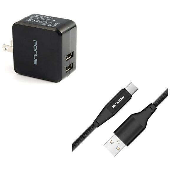 Type-C 10ft USB Cable w 17W Home Charger P9V for Motorola Moto Z2 Play Z Play Droid Force Droid X4 G7 Power Play G6 - Nokia 3.1, 7.1, 8, Plus - OnePlus 5T, 6, 6T, 7 Pro - Razer Phone 2