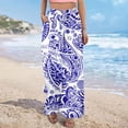 thumbnail image 6 of Weiqiqre Women's Pants Summer Boho Palazzo Pants High Waist Wide Leg Floral Casual Cotton Lounge Trousers with Pockets, 6 of 9