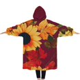 thumbnail image 2 of Oversized Wearable Blanket Hoodie,Red Leaf Sunflower Pattern Sherpa Blanket Hoodie with Super Pockets,Super Warm Fuzzy Pullover for Women & Men, 2 of 6