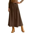 thumbnail image 2 of High Waist Pleated Maxi Skirt with Belt for Women A Line Long Skirt Flared Hem Casual Loose Fit Flowy Skirt, 2 of 4