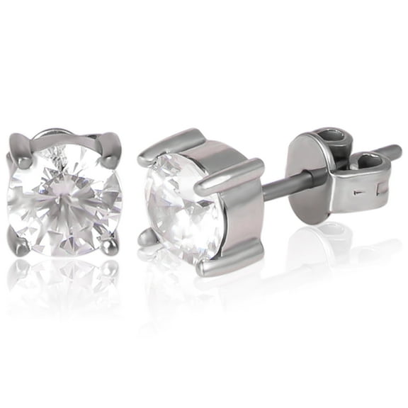 G23 Titanium Stud Earrings for Women, Hypoallergenic Earrings for Sensitive Ears, Heart Cross Hexagon Round CZ Earrings