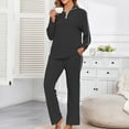 thumbnail image 6 of Pj Sets For Woman Sevevn Lounge Sets for Women Long Sleeve Knit Ribbed Pajama Sets 2 Piece Casual Loungewear with Pockets, 6 of 7
