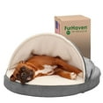 thumbnail image 2 of Furhaven Pet Dog Bed - Memory Foam Round Cuddle Nest Faux Sheepskin Snuggery Blanket Burrow Pet Bed with Removable Cover for Dogs and Cats, Gray, 35-Inch, 2 of 4