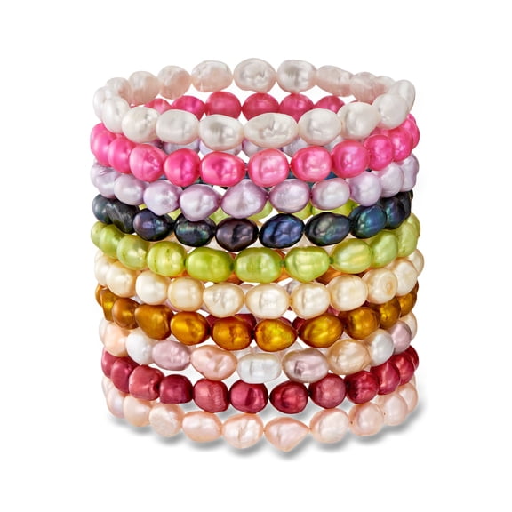Ross-Simons 6-7mm Multicolored Cultured Pearl Jewelry Set: Ten Stretch Bracelets, Women's, Adult