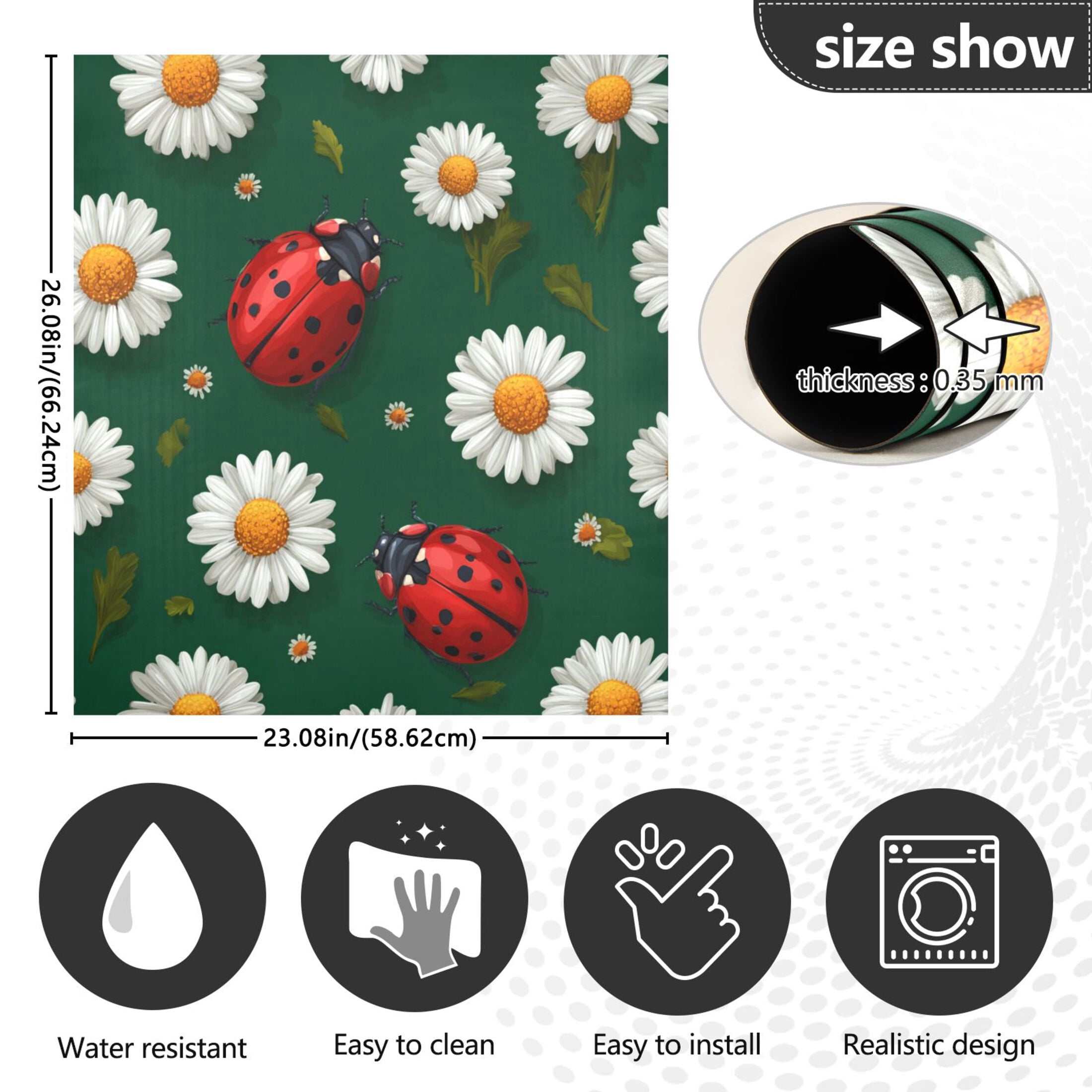 Dishwasher Sticker Magnetic Dishwasher Sticker Magnetic Decorative Sticker Refrigerator Sticker Dishwasher Decorative Stickers Cute Ladybug White Daisy