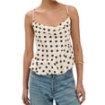 thumbnail image 3 of Womens Polka Dot Satin Tank Tops Cowl Neck Tie Back Sleeveless Shirt Color M, 3 of 9