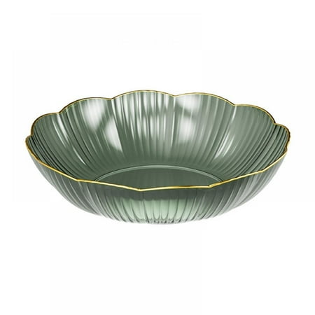 

Light Luxury Fruit Plate Transparent Flower Stripe Plate Household Snack Plate Dinner Plate Hot Gold Edge KTV Fruit Plate Phnom Penh Dark Green