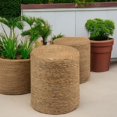 thumbnail image 6 of Wubio Pouf Ottoman, 100% Handwoven Seagrass Braided Pouffe, Boho Decor Floor Chair for Couch or Desk, Outdoor Ottomans for Garden, Round Footrest with Wood Frame-Natural, 6 of 10
