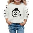 thumbnail image 2 of Girls Halloween Cat Pumpkin Printed Pullover Hoodie Soft Loose Fit Crewneck Sweatshirt Cozy Fall Winter Outwear, 2 of 3