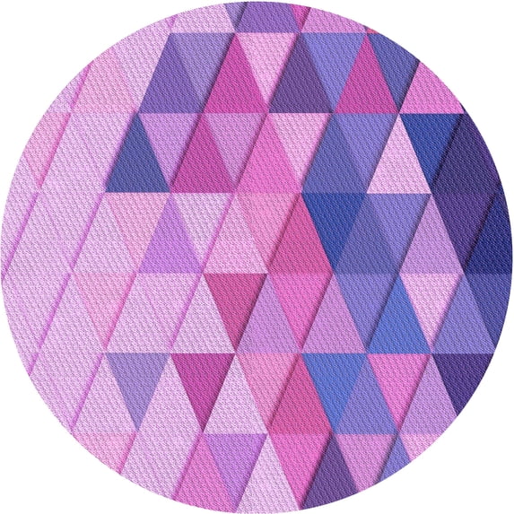 Ahgly Company Machine Washable Indoor Round Transitional Bright Lilac Purple Area Rugs, 7' Round