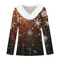 thumbnail image 6 of Hearthz Women's Christmas Sweaters Faux Fur Trim V Neck Sweatshirts Xmas Christmas Snowflake Print Tops for Women Winter Warm Long Sleeve Pullover Tops, 6 of 6