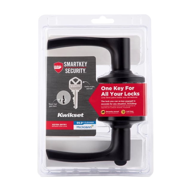 Palanca de entrada con llave Kwikset Smartkey Security, color negro mate