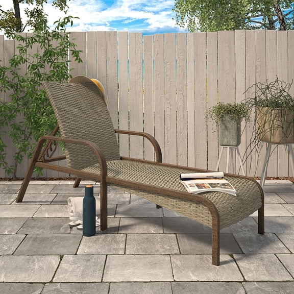 COSCO Outdoor Living, SmartWick, Patio Chaise Lounge, Warm Gray