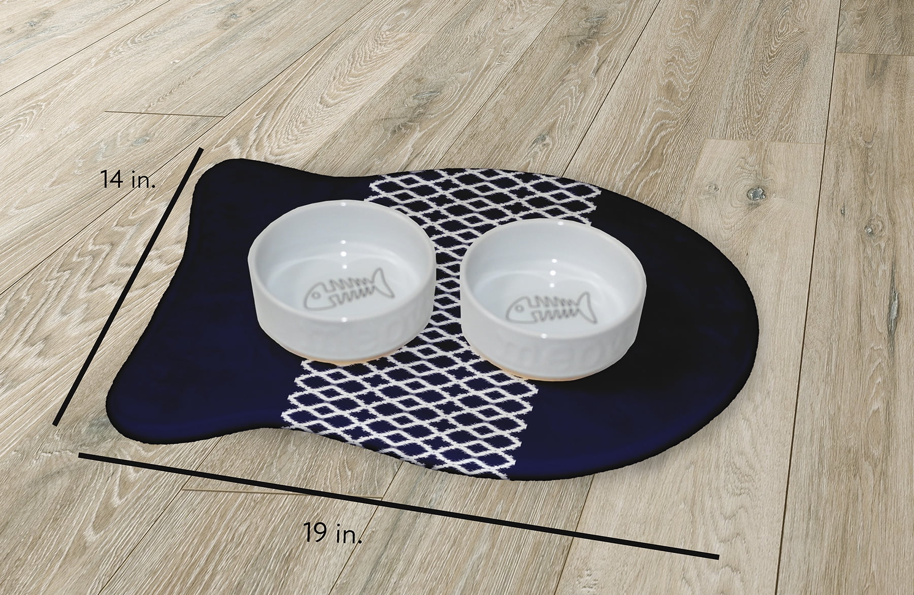 Simply Daisy Geometric Fish Shape Pet Feeding Mat for Cats