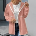 thumbnail image 4 of IROINNID Women's Mid-Length Zip Up Jacket Solid Color Long Sleeve Waterproof Outdoor Sports Casual Jacket, Pink, 4 of 6