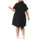 thumbnail image 4 of Vestido de mezclilla babydoll de talla grande para mujeres Agnes Orinda, con botones, cuello de solapa, mangas cortas, vestido casual de camisa de mezclilla con bolsillos, 2X negro, 4 of 8
