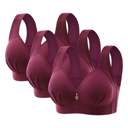 Bigersell Womens Underwear Bras Upgrade Woman s Embroidered Seamless Comfortable Breathable Bra Underwear No Underwire Three Piece Set Balconette Bra Style F-1194 Multicolor 38