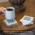 thumbnail image 5 of CounterArt Leaves In Teal 4 Pack Natural Marble Cork Backed Stone Coasters, 5 of 7
