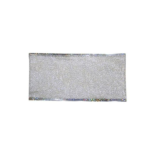 Reliant Ribbon 92702W-070-40K Glimmer Lame Value Wired Edge Ribbon - Silver - 2.5 in. x 50 yards