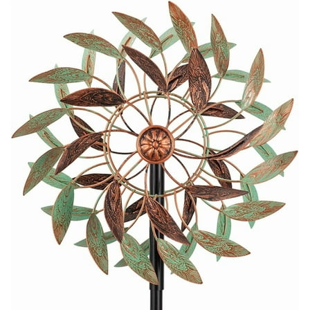 Outdoor Metal Wind Spinners Kinetic Wind Sculptures & Spinners for Yard Garden Lawn Patio Decorations, Light Green & Bronze