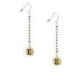 thumbnail image 2 of Delight Jewelry Goldtone Capital Letter - E - Pebble Disc - Silver-tone Long Sparkle Dangle French Earrings, 2 of 4