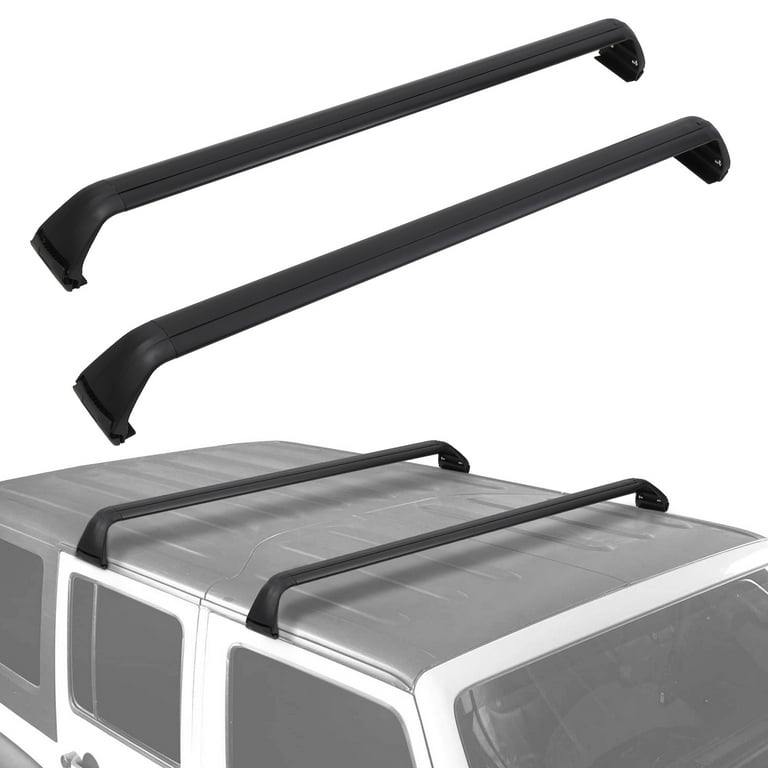 Ktenme Car Roof Rack Cross Bars, for 2007-2021 Jeep Wrangler JK JL Unlimited 2&4 Door with Grooved Side Rails, Aluminum Cross Bar Replacement for