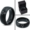 thumbnail image 4 of Tungsten Heart Cancer Survivor Love Band Ring 8mm Men Women Comfort Fit Black Dome Polished, 4 of 4