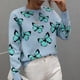 thumbnail image 5 of Pntutb Moda Mujer Mangas Largas Cuello Redondo Estampado De Mariposa Tops Sueltos Blusa Suéter De Punto Pntutb Pntutb-2477, 5 of 6