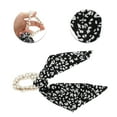 thumbnail image 3 of Unique Bargains 1 Pc Elegant Flower Pearl Ribbon Hair Elastic Band Beige Black White, 3 of 5