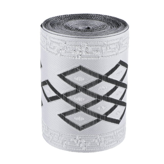 Abbracc 5 Metres Embroidery Jacquard Lace Ribbon for Clothes Bag Hat Decoration - Gray, 8cm