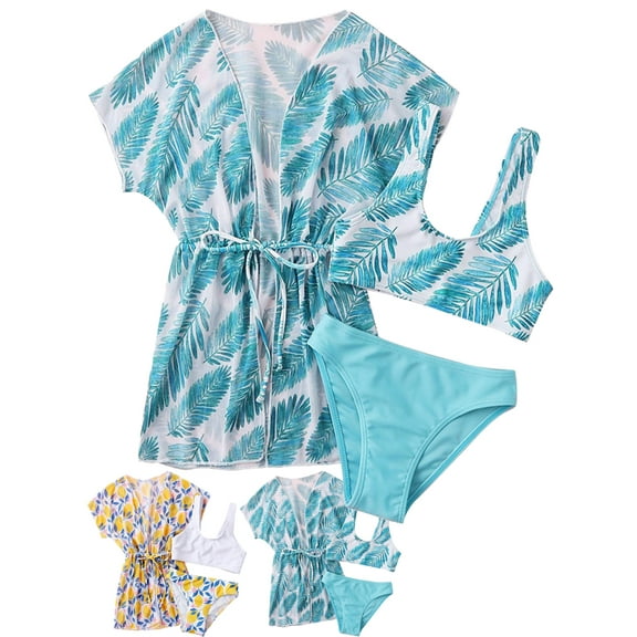 Xinhuaya Girls 3PC Swimwear Tankini Set Kids Bathing Suit Halter Top Bottoms Smock