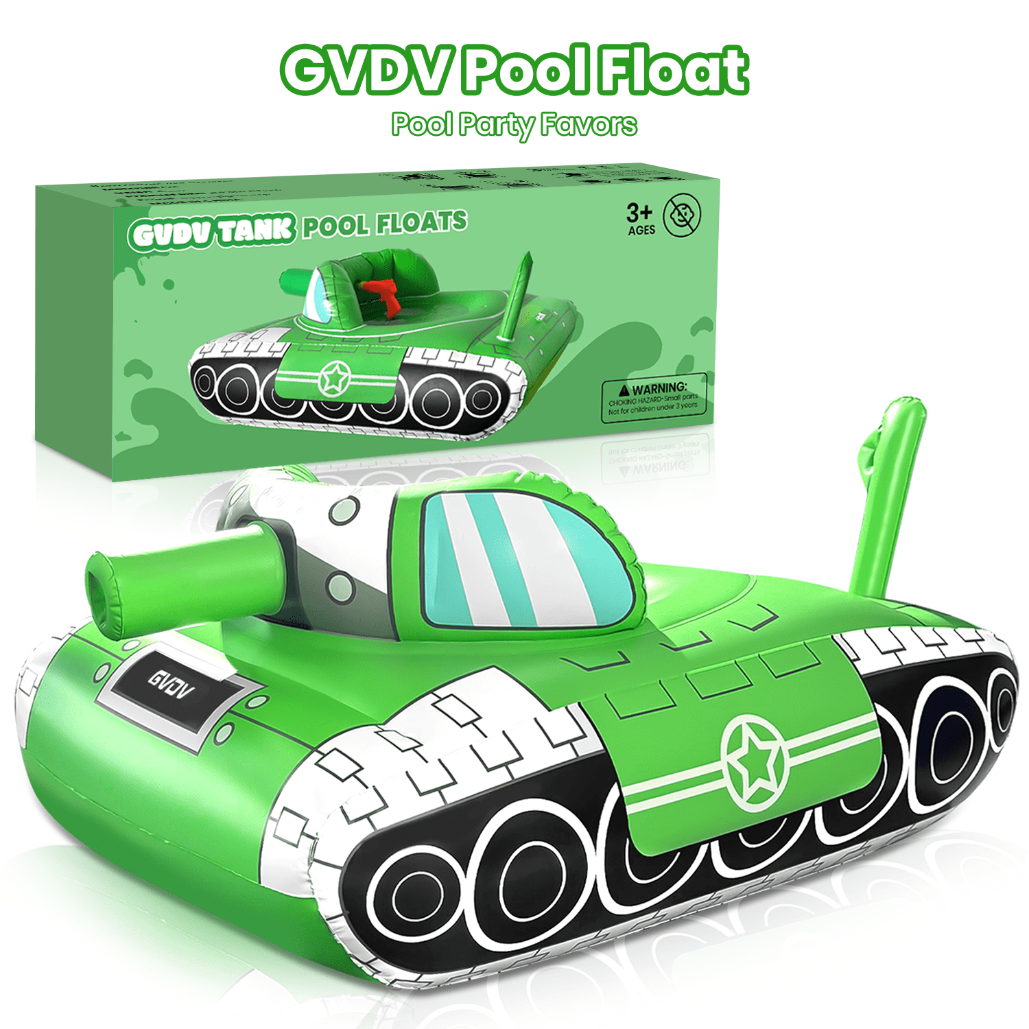 GVDV Inflatable Tank Pool Float for Adults & Kids, 61" x 44" Ride-On Float with Water Squirt Guns, Ideal for Summer Beach & Pool Party Water Battle Games