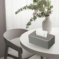 thumbnail image 6 of Tissue Box Cover,Tissue Box holder covers,Leather Rectangular Toilet Paper Holder Facial Tissue Box Tissue Case Tissue Holder for Bedroom Bathroom Car Linen Grey, 6 of 6