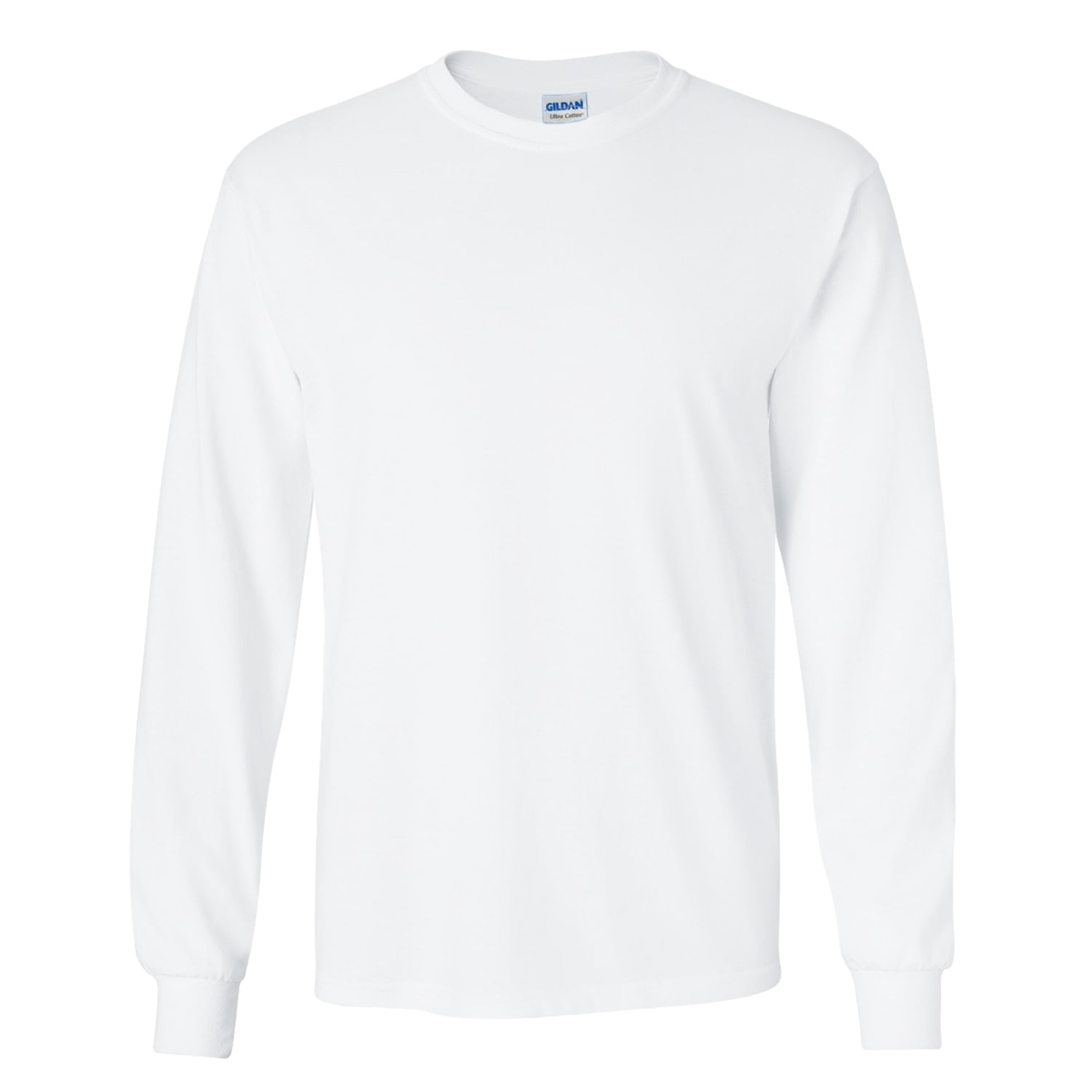 Gildan Mens Plain Crew Neck Ultra Cotton Long Sleeve T Shirt White L