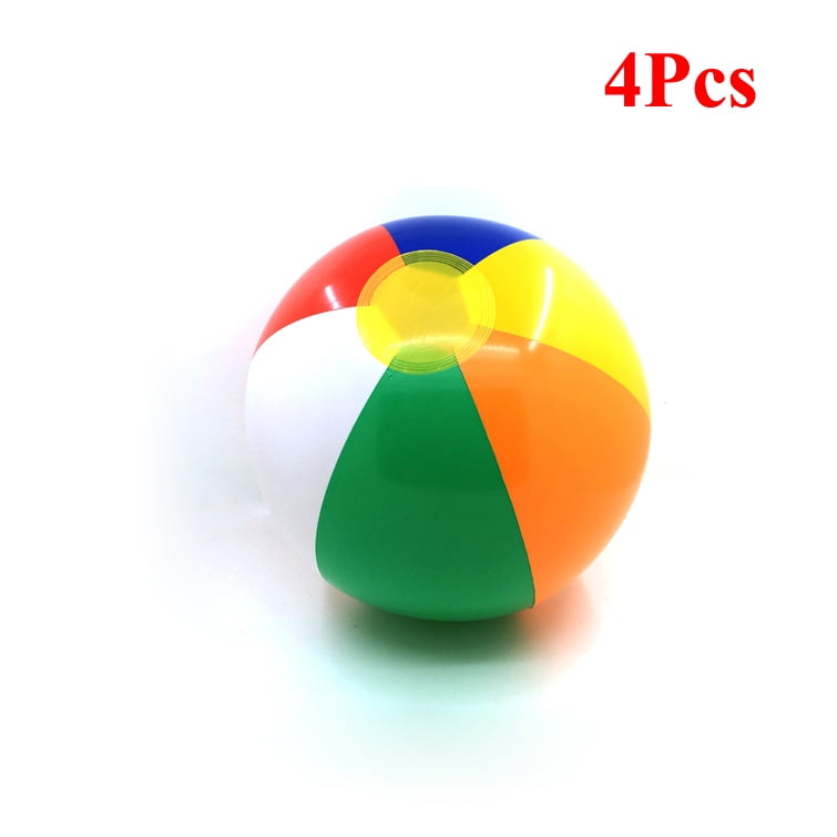 4 Pack Inflatable Beach Balls Classic Rainbow Swimming Pool Ball Birthday Beach Party Decoration