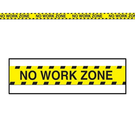 No Work Zone Party Tape - Club Pack of 12 Yellow and Black