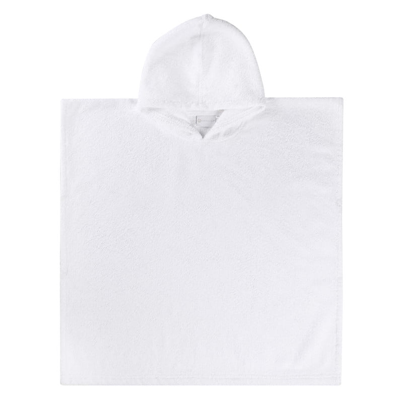Superior Lyron Kids Cotton Terry Medium Weight Hooded Poncho Bath Towel, Large, White