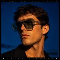 thumbnail image 4 of Mens Large Square Aviator Sunglasses Retro Navigator UV400 / Slate - Green, 4 of 7