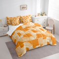 thumbnail image 4 of Feelyou Modern Cycle Square Twin Bedding Sets 7-Piece for Teen, Chic Patchwork Stripes Bedding Comforter Set, Orange Line Abstract Ombre Reversible Sheet Sets, Super Cozy Room Decor, 4 of 8