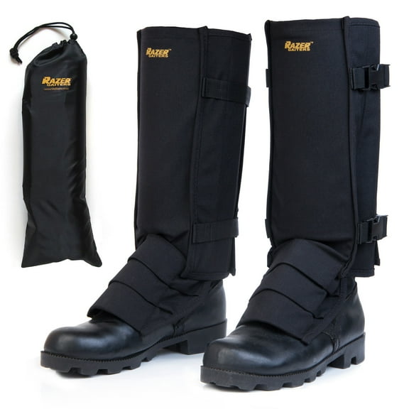 Snake Gaiters with Storage Bag - Snake Bite Protection Gaiter for Lower Legs - Black - FREE Shipping