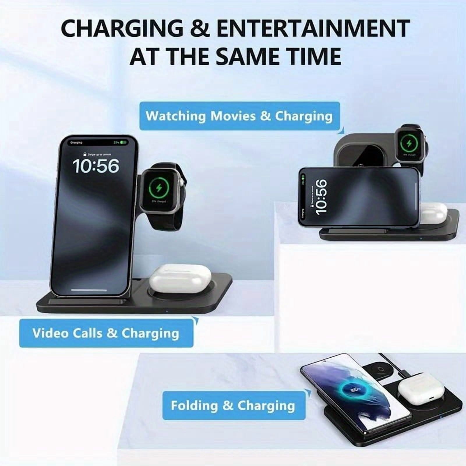 3-In-1 Foldable Portable Wireless Charger Suitable for Iphone, for Samsung And Other Wireless Charging Models, for Apple Watch, for Airpods