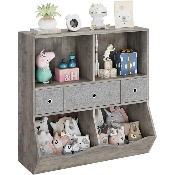 Yesfashion Kids Bookshelf & Bookcase Toy Storage Multi Shelf with Cubby Organizer Cabinet and Drawers for Boys Girls