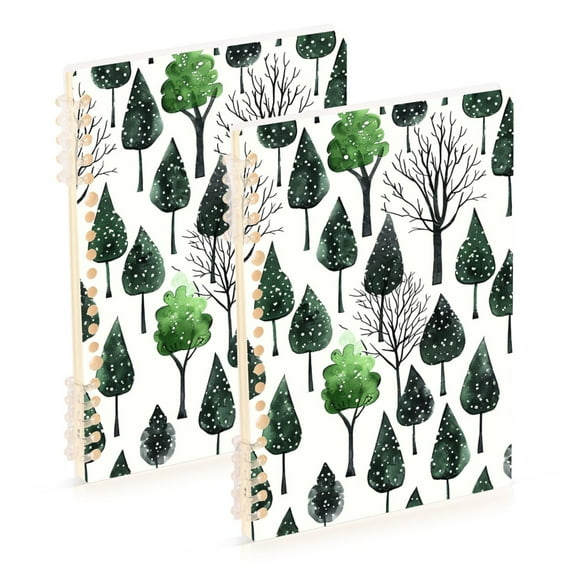 joogoo Spiral Journal Notebook Christmas Trees with Snow College Ruled Notebooks 8.3" x 5.7" 2 PCs