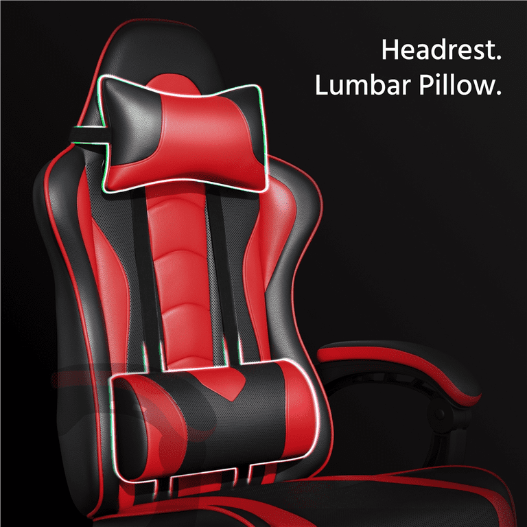 Yaheetech Racing Gaming Chair, Black & Red with Massage Lumbar photo 6