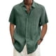 thumbnail image 3 of Cotton Linen Blouse Summer Men Turn Down Collar Short Sleeve Button Loose Blouse Tops Oversized S-5xlM, 3 of 5
